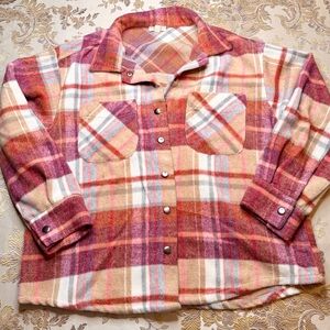 🌈 Eesome Womens Multicolor Plaid Button Down Cozy Oversized 🌈